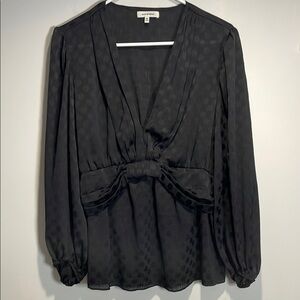 Max Studio Black Polka Dot Peplum Blouse